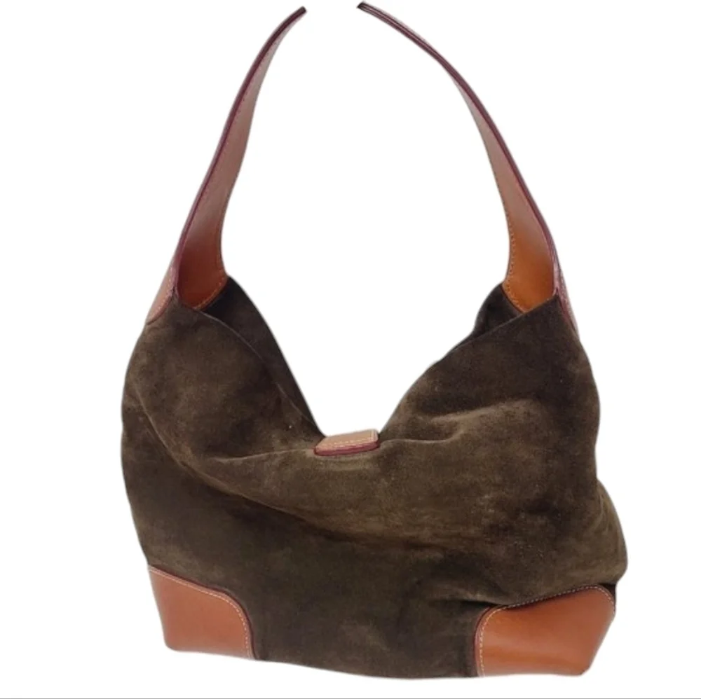 Dooney & Bourke | Large Vintage Chocolate Brown Suede Leather Handbag (One Size)